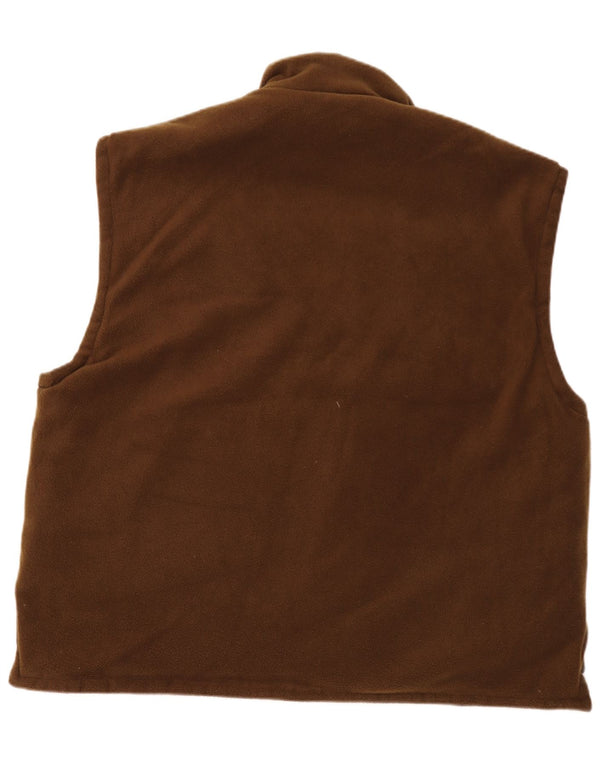 Vintage masculino reversível velo Gilet UK 46 3XL poliéster camuflado marrom