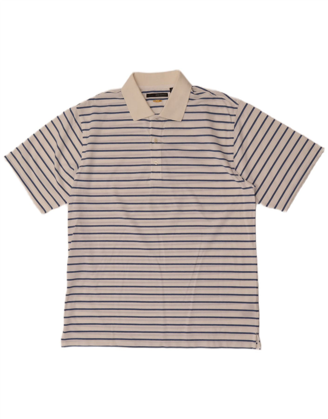 Camisa polo masculina Greg Norman grande algodão listrado branco