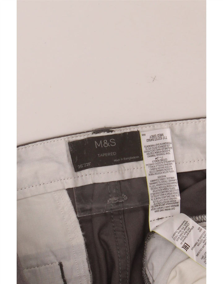 MARKS & SPENCER Mens Tapered Chino Trousers W36 L29 Grey Cotton Vintage Marks & Spencer and Second-Hand Marks & Spencer from Messina Hembry 