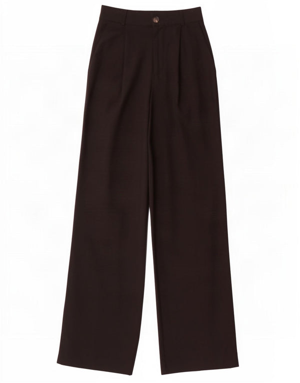 Zara Calça feminina casual cintura alta perna larga XS W24 L31 poliéster preto