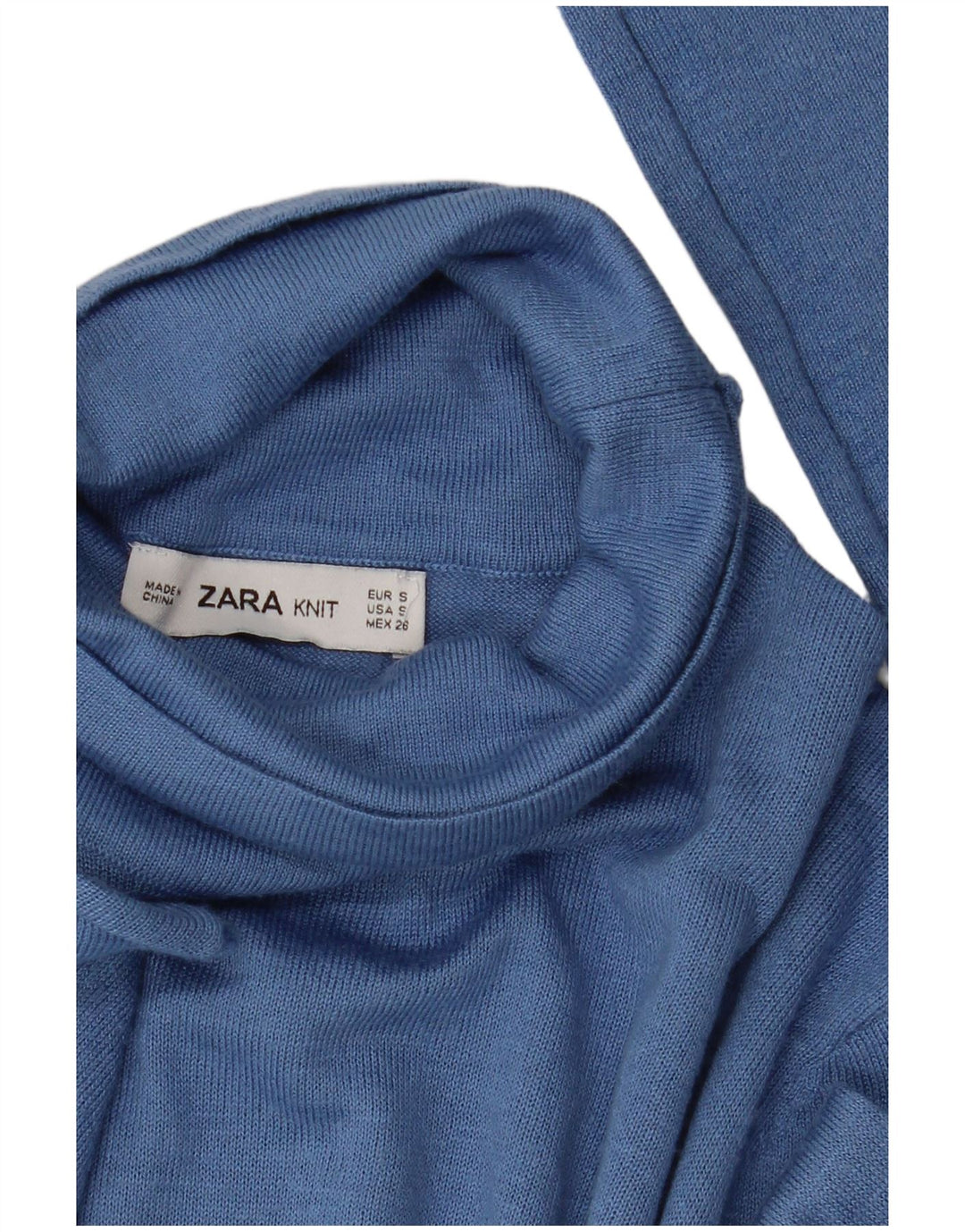 Suéter feminino Zara com gola redonda Reino Unido 10 pequeno modal azul