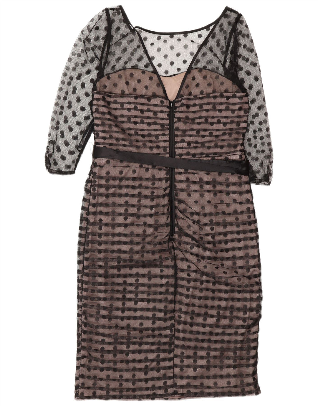 Vestido feminino Coast com bainha manga 3/4 Reino Unido 14 médio preto bolinhas poliéster