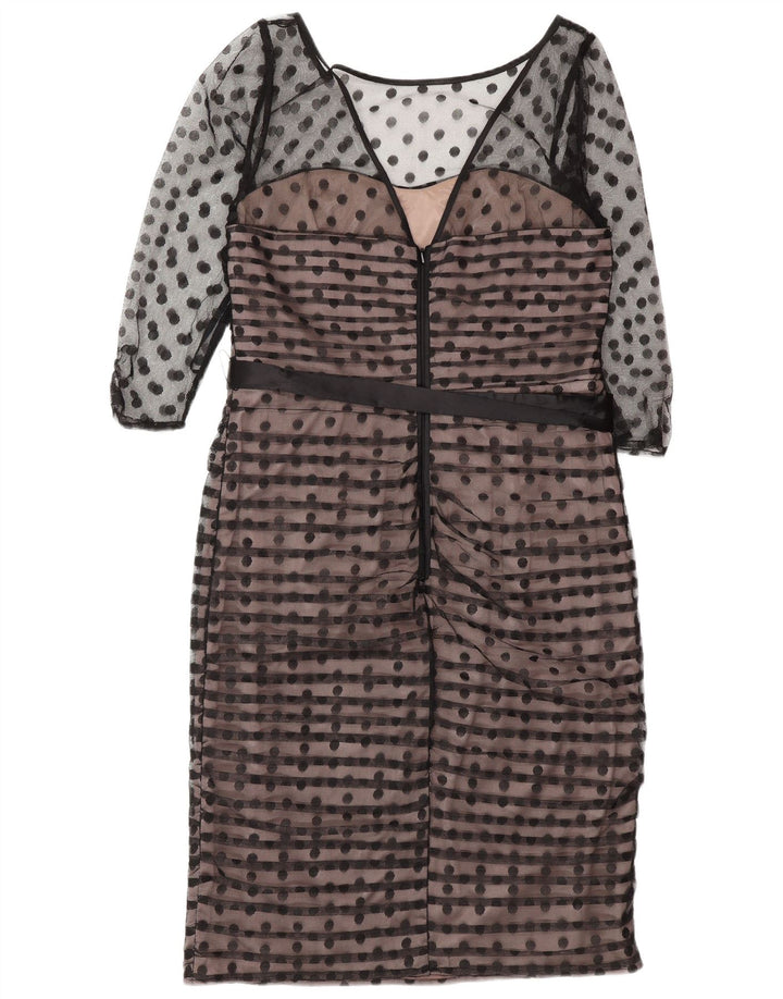 Vestido feminino Coast com bainha manga 3/4 Reino Unido 14 médio preto bolinhas poliéster