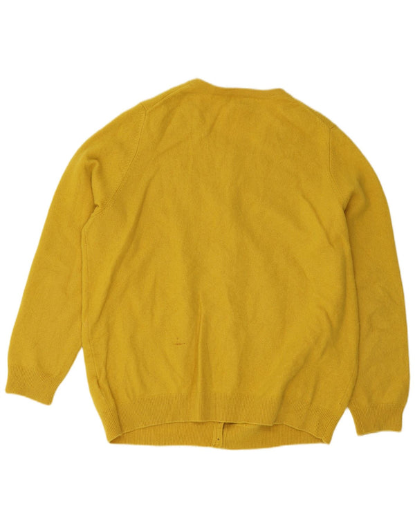 Suéter cardigã feminino Marks & Spencer UK 22 3XL caxemira amarela