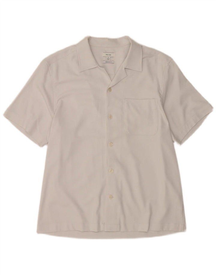 Camisa masculina Reiss manga curta regular fit XL poliéster branco