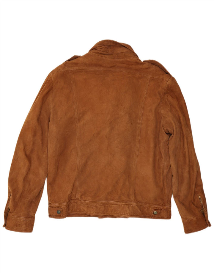 Jaqueta bomber masculina vintage de camurça militar IT 52 XL marrom