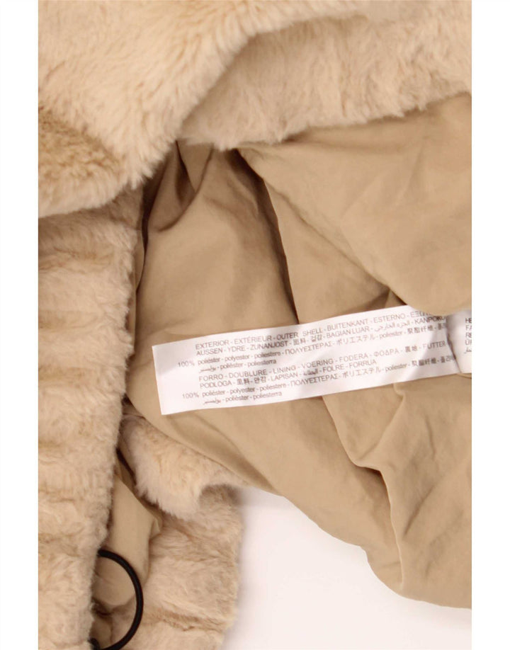 Zara feminino Teddy Bear moletom com capuz superdimensionado Reino Unido 14 poliéster bege médio