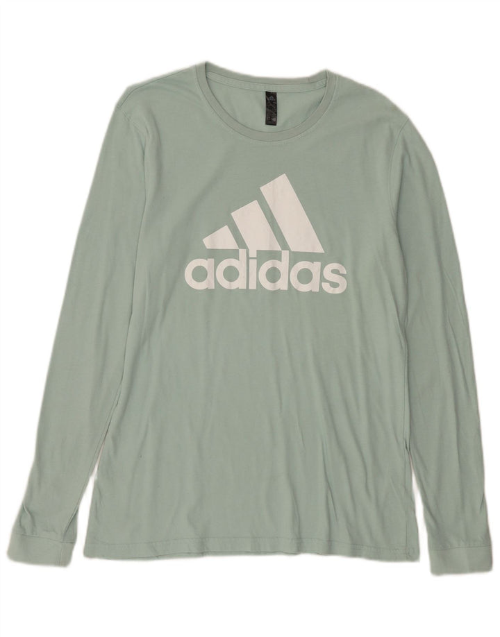 ADIDAS Mulheres Graphic Top Manga Longa UK 12/14 Médio Verde