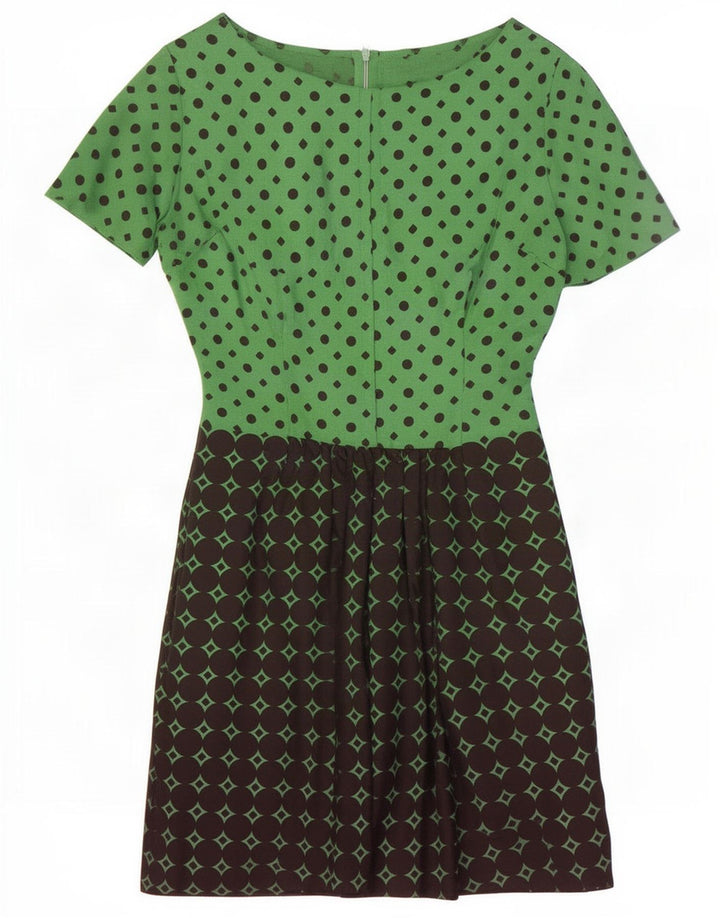 Vestido bainha feminino vintage IT 44 bloco colorido verde médio