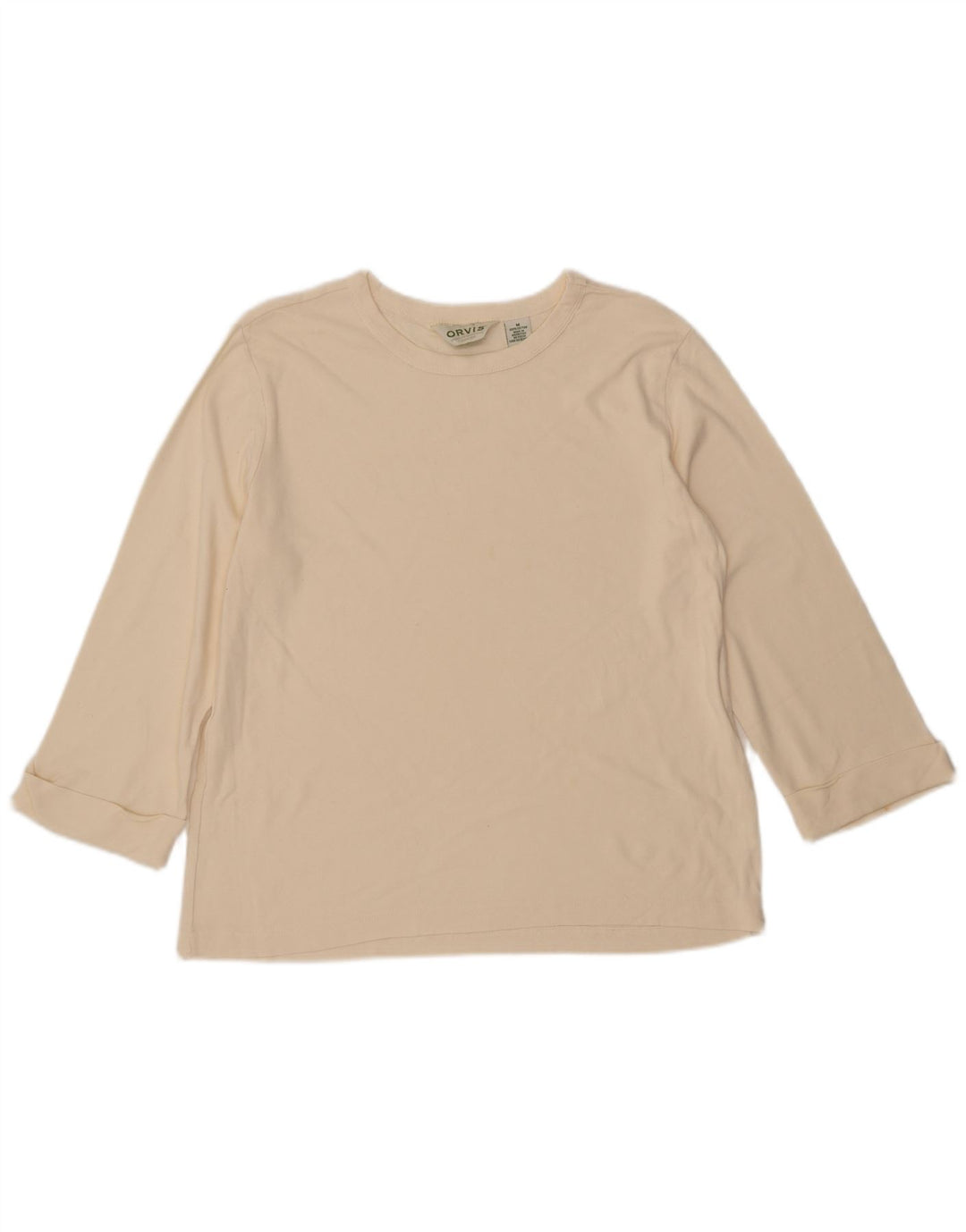 ORVIS Top feminino oversized manga 3/4 Reino Unido 14 algodão bege médio