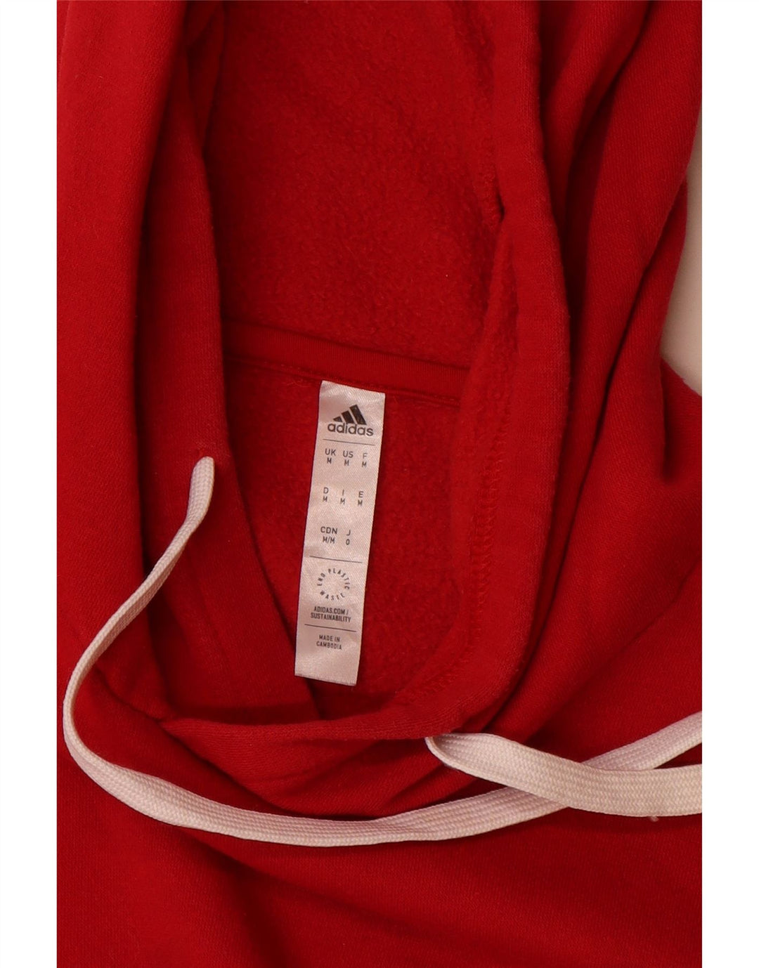 Adidas Mens Hoodie Jumper Médio Algodão Vermelho