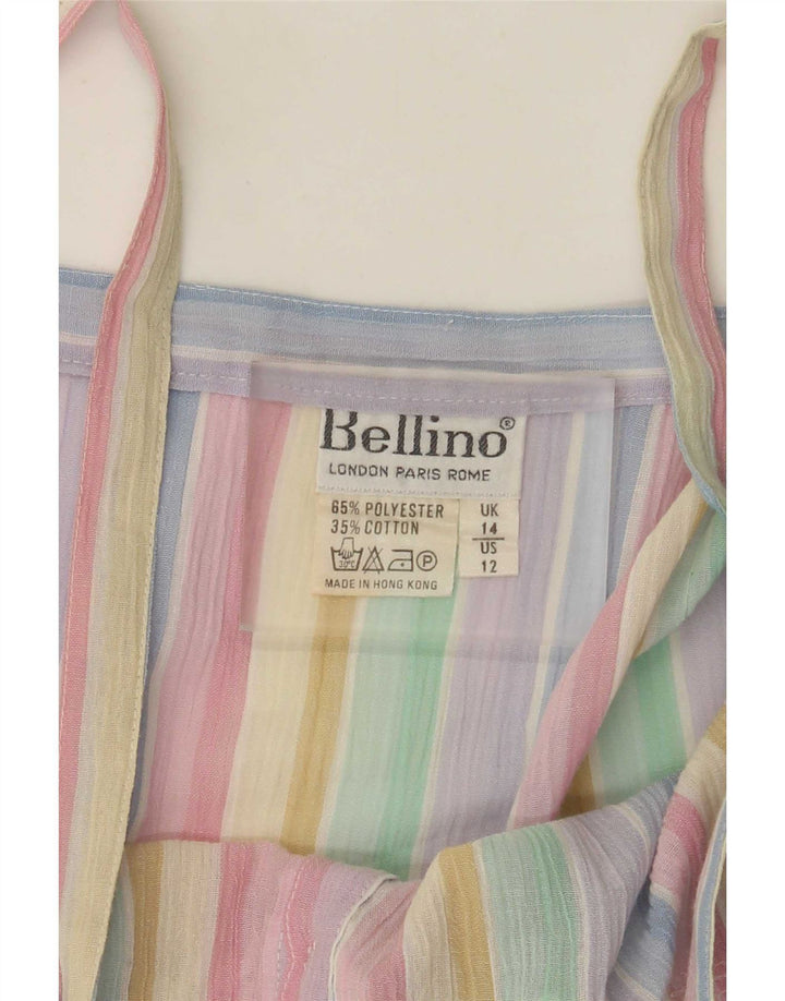 Vestido de verão feminino sem mangas Bellino UK 14 grande listrado multicolorido
