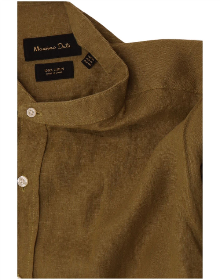 Camisa masculina Massimo Dutti XL linho cáqui