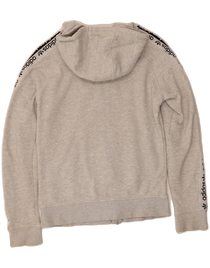 ADIDAS Womens Graphic Zip Hoodie Sweater UK 12 Medium Grey Colourblock Vintage Adidas and Second-Hand Adidas from Messina Hembry 