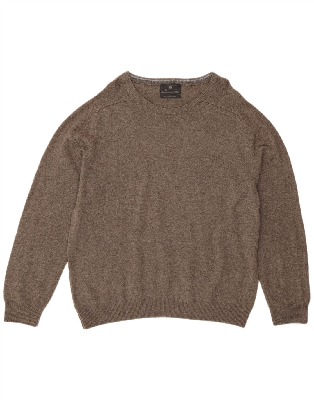 Suéter masculino Marks & Spencer com gola redonda XL lã de cordeiro cinza