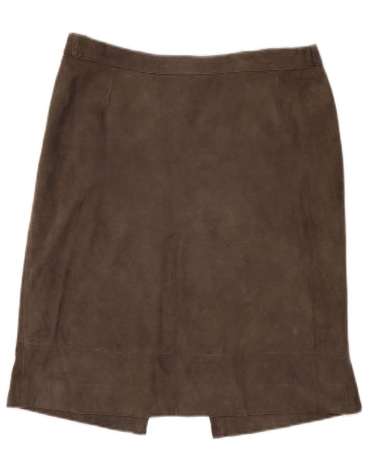 Saia feminina vintage de camurça W30 cinza médio