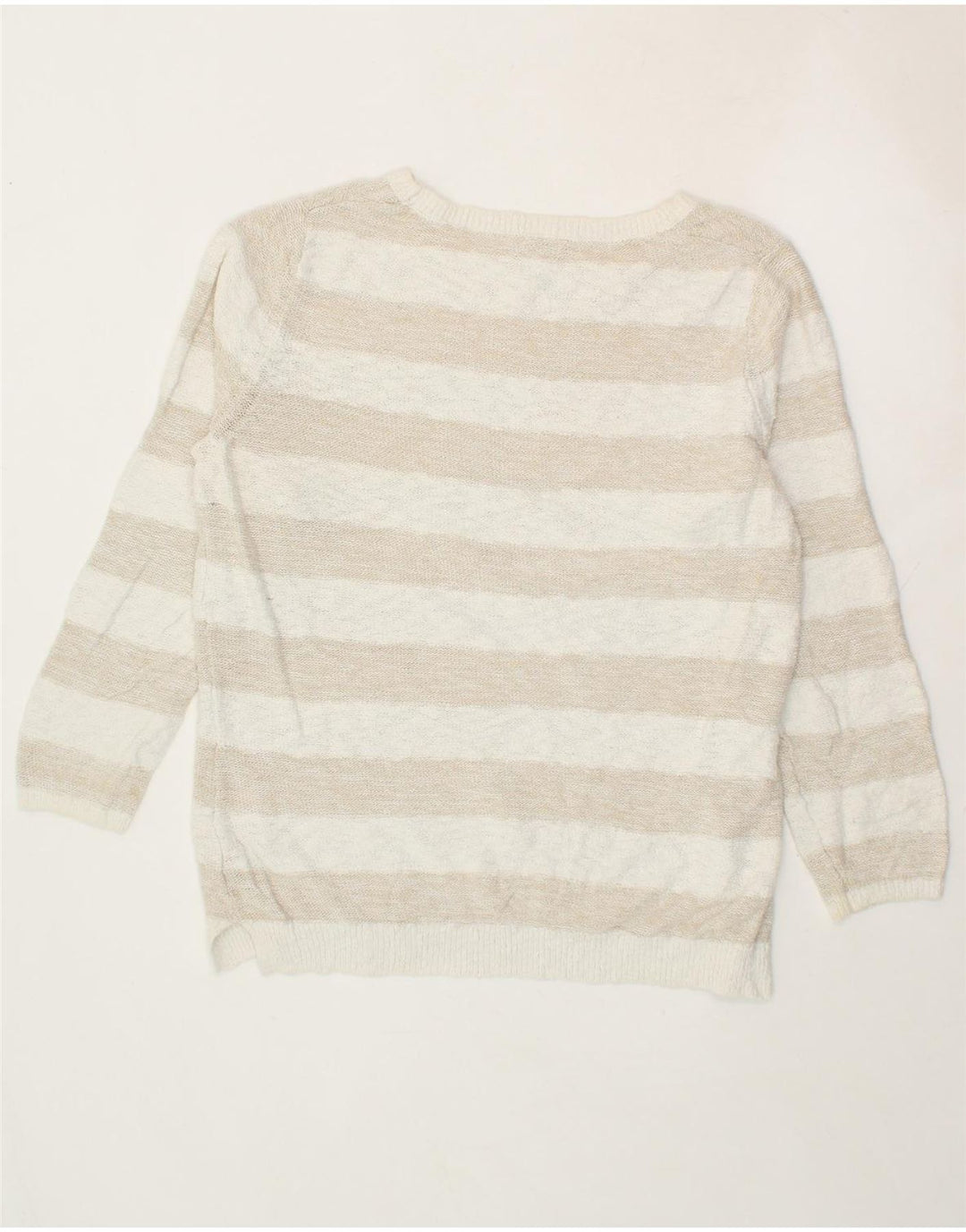 L.L.BEAN Womens Boat Neck Jumper Sweater UK 18 XL White Striped Cotton Vintage L.L.Bean and Second-Hand L.L.Bean from Messina Hembry 
