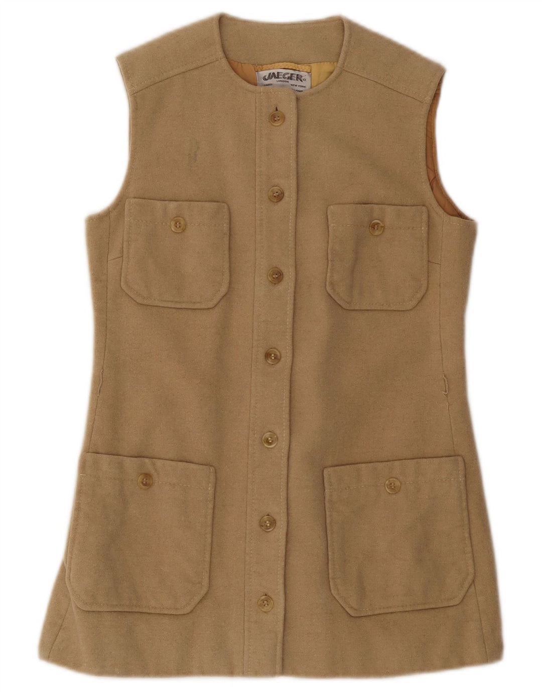 Colete utilitário feminino JAEGER UK 10 lã bege pequena