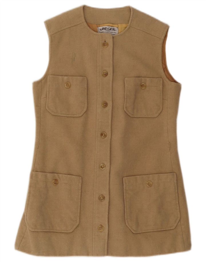 Colete utilitário feminino JAEGER UK 10 lã bege pequena