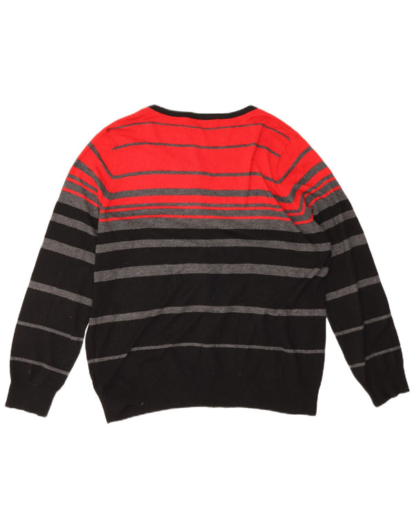 Suéter cardigã feminino Marks & Spencer UK 16 viscose listrada vermelha grande