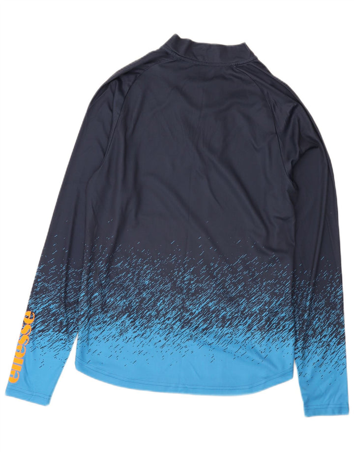 Pulôver masculino Ellesse com zíper e gola em bloco colorido azul marinho médio