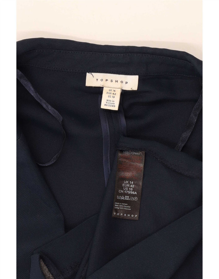 Jaqueta blazer feminina Topshop com 1 botão Reino Unido 14 grande poliéster azul marinho