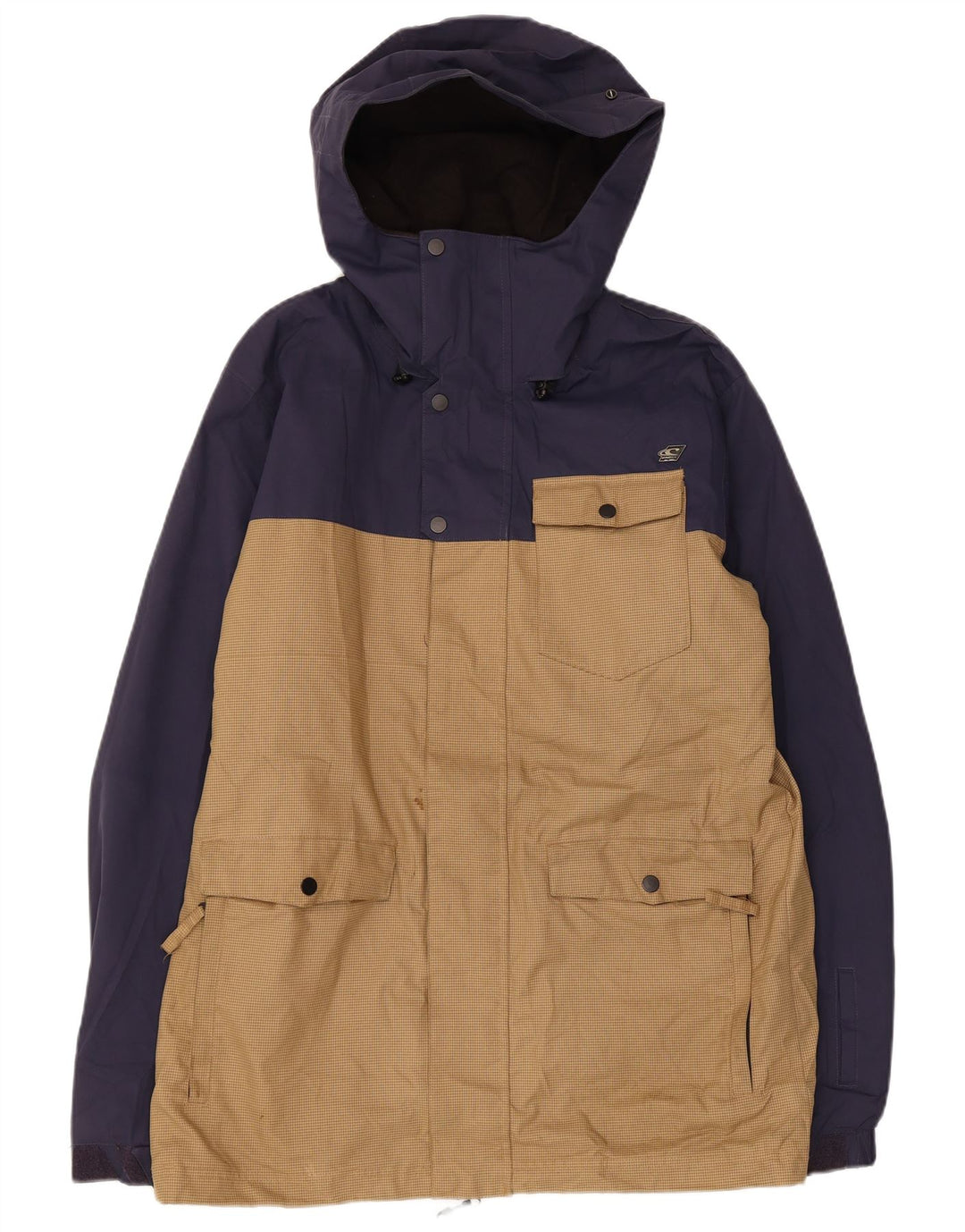 Jaqueta corta-vento masculina O'Neill com capuz Reino Unido 38 bloco colorido azul marinho médio