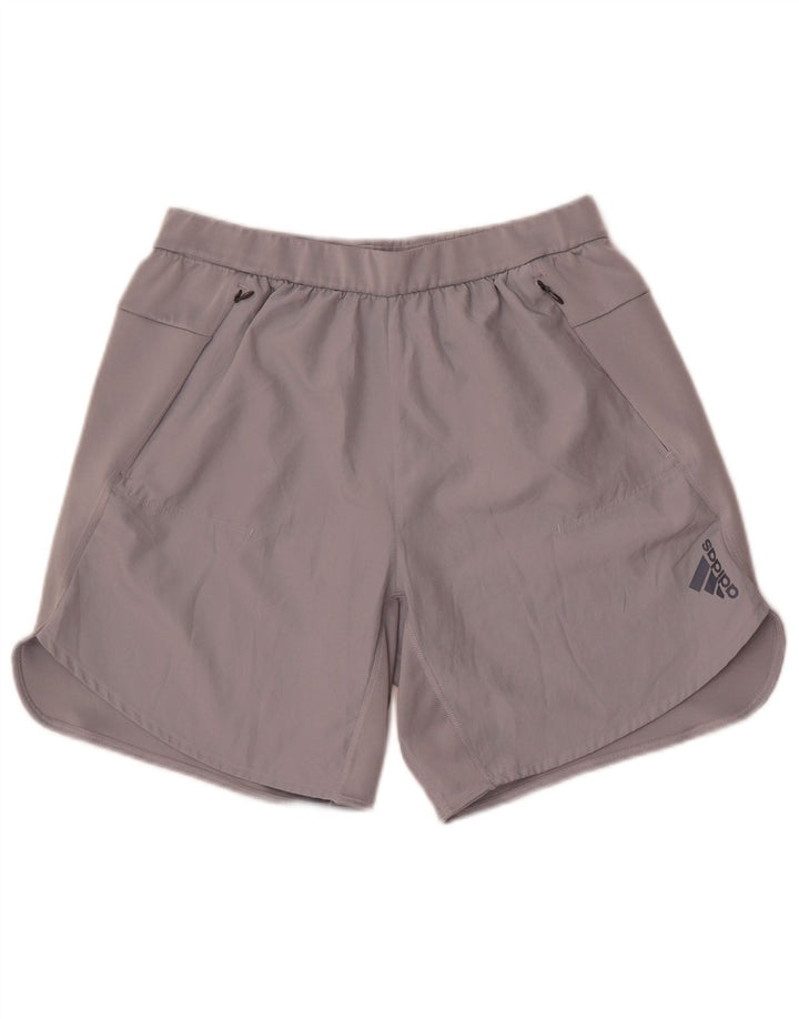 Shorts esportivos masculinos Adidas poliéster cinza médio