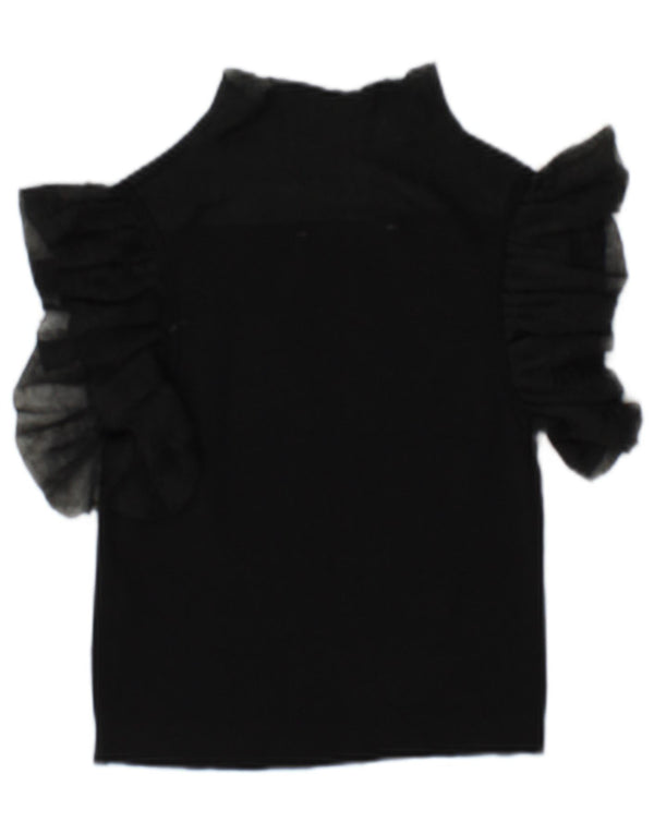 Blusa feminina transparente Zara UK 10 pequena viscose preta