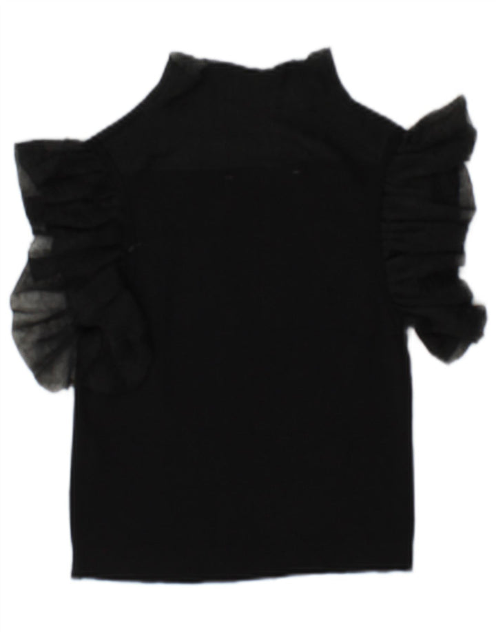 Blusa feminina transparente Zara UK 10 pequena viscose preta