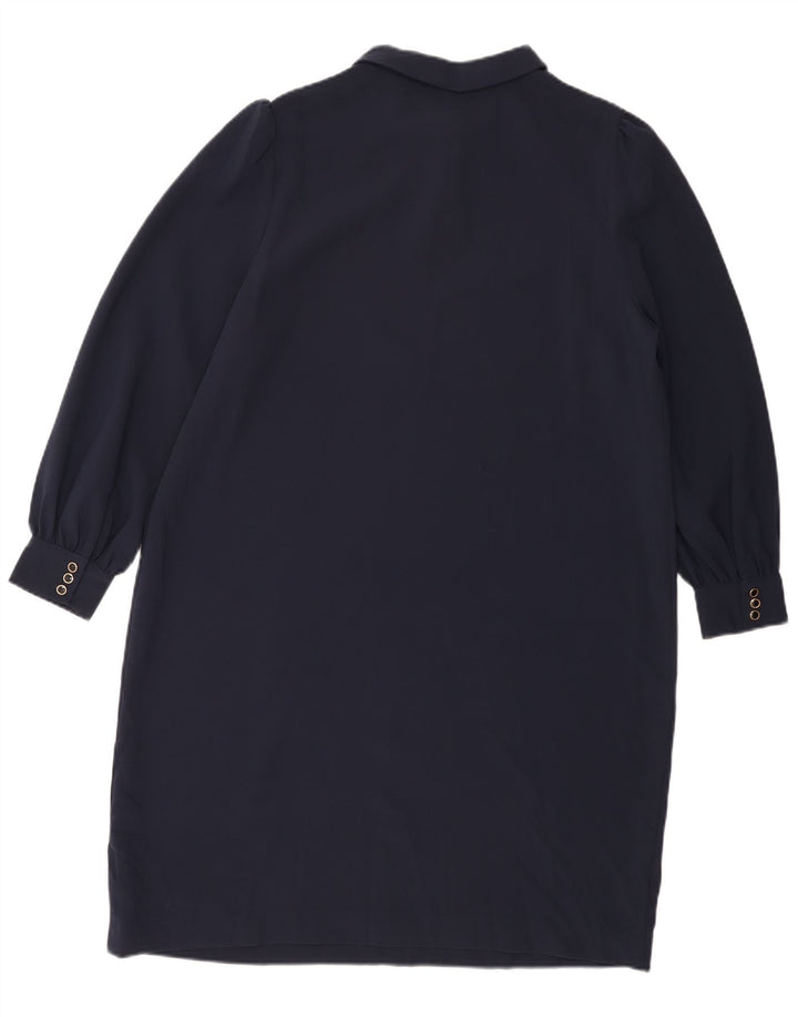Vestido feminino de manga comprida Marks & Spencer UK 18 XL azul marinho poliéster