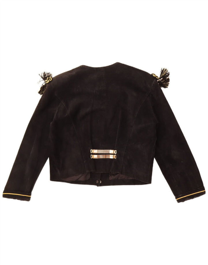 Jaqueta feminina Joy de camurça curta EU 40 couro preto médio