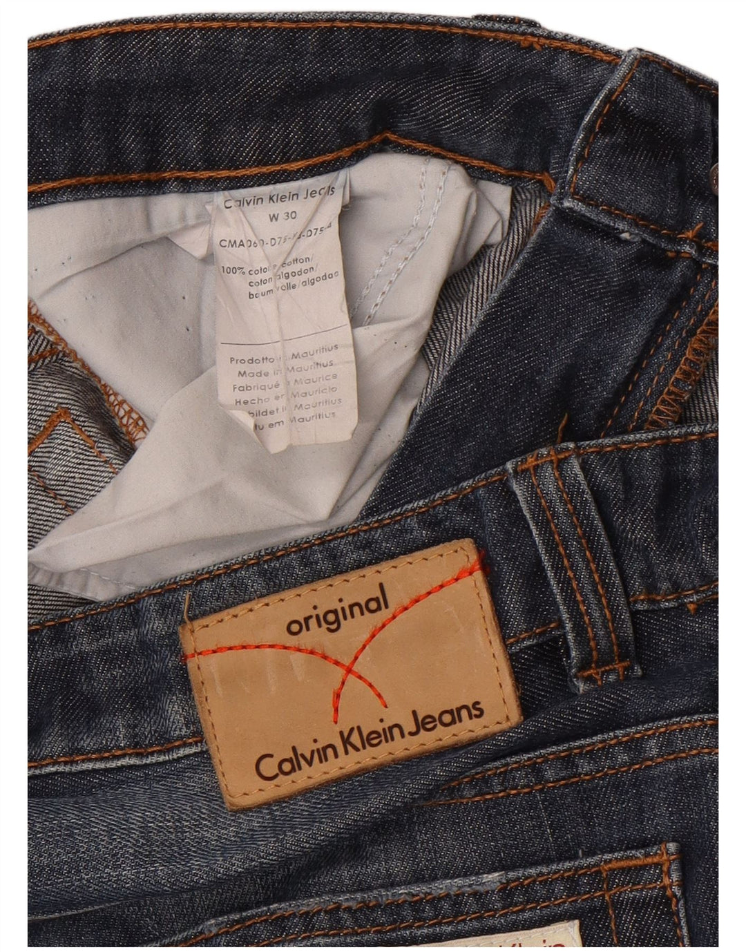 Calça jeans reta feminina Calvin Klein W30 L29 algodão azul