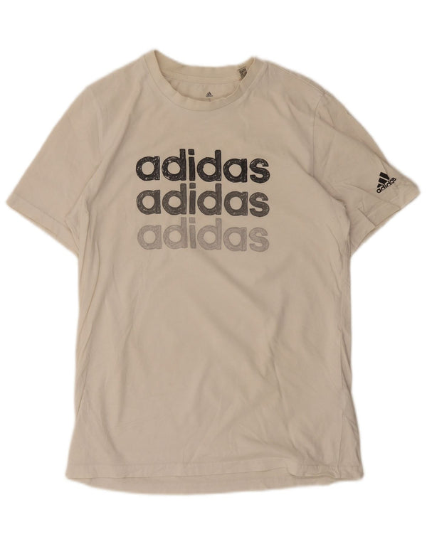 Adidas Mens Graphic T-Shirt Top Pequeno Algodão Branco