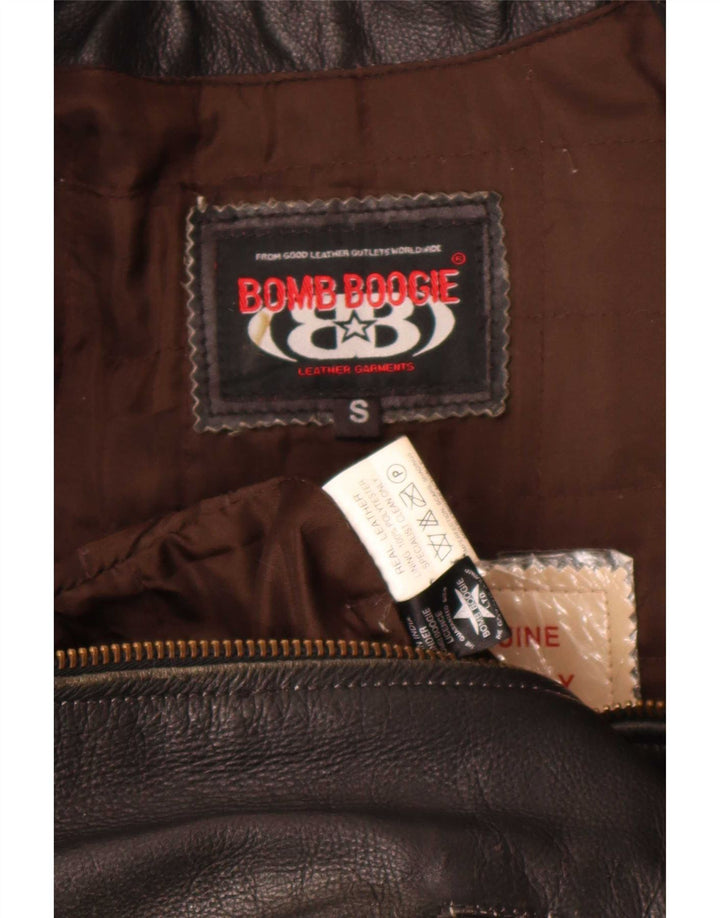 Jaqueta de couro masculina Bomb Boogie UK 36 pequena marrom