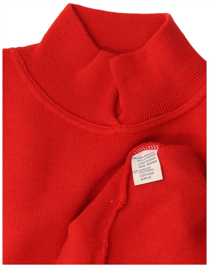 Suéter feminino vintage com gola tartaruga, uk 14, lã laranja grande