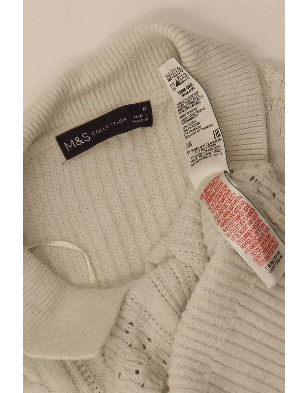 Suéter cardigã feminino Marks & Spencer Reino Unido 14 viscose bege médio