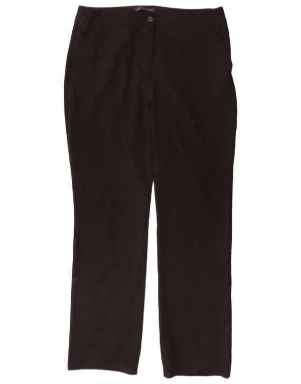 Calça feminina Marks & Spencer Straight Suit Reino Unido 12 Médio W32 L31 Preta