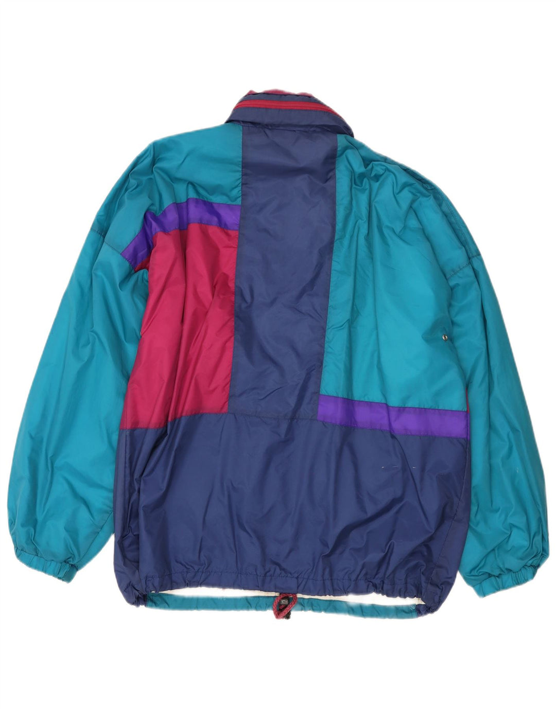 Jaqueta de chuva masculina Marcel Clair com capuz UE 52/54 grande bloco colorido azul