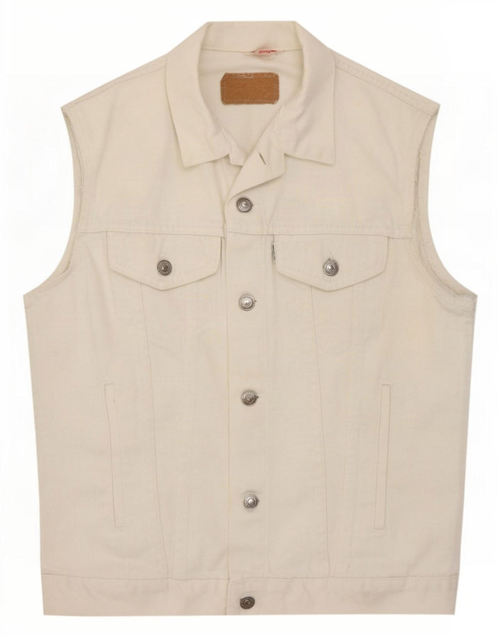 Colete jeans feminino Levi's UK 14 médio branco