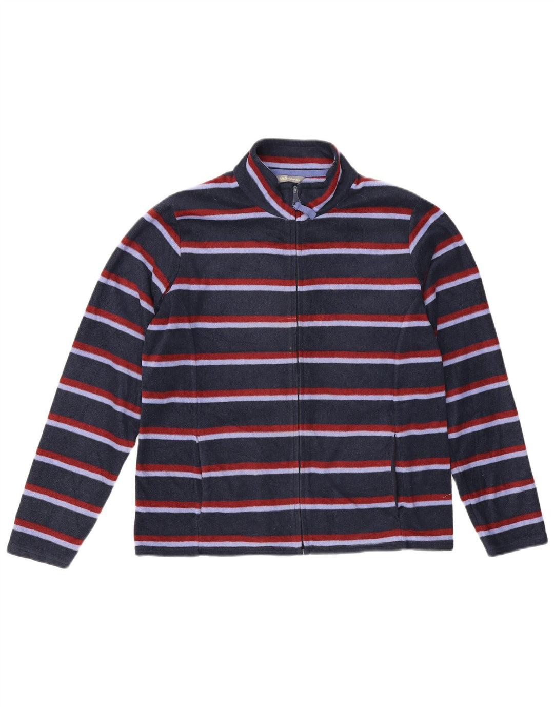 Jaqueta de lã feminina Marks & Spencer UK 16 grande listrada azul marinho
