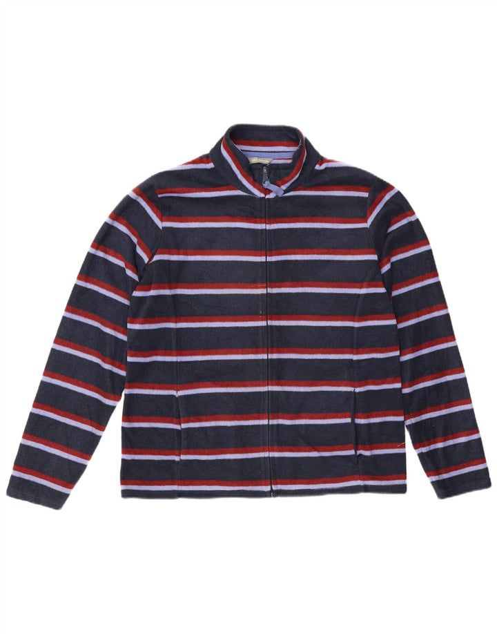 Jaqueta de lã feminina Marks & Spencer UK 16 grande listrada azul marinho