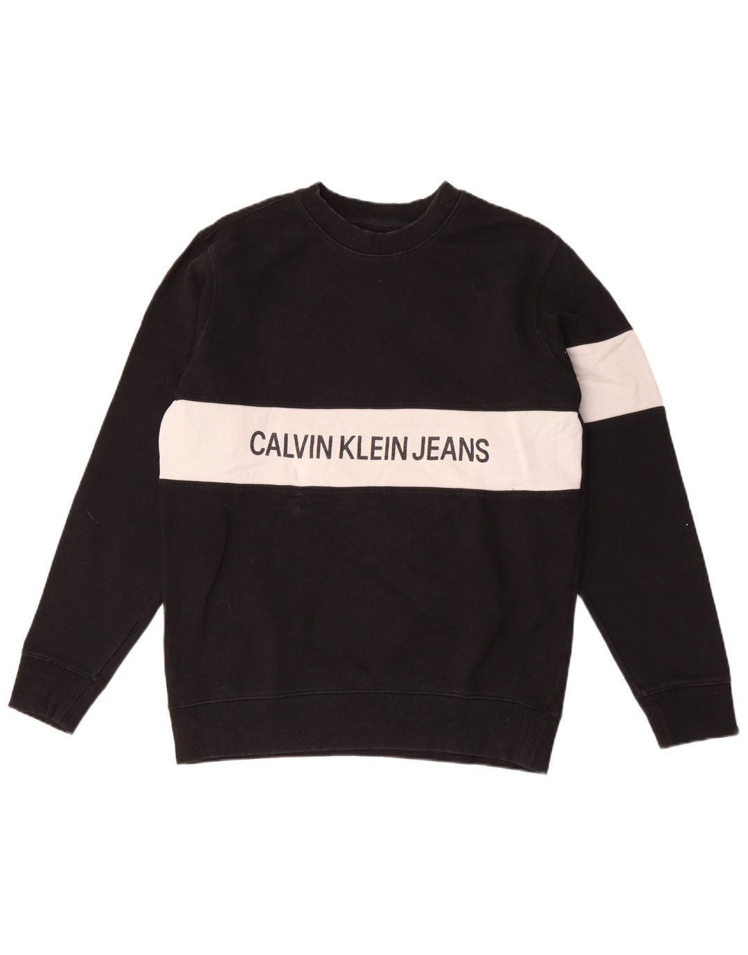 Calvin Klein Jeans moletom gráfico masculino jumper médio preto colorblock