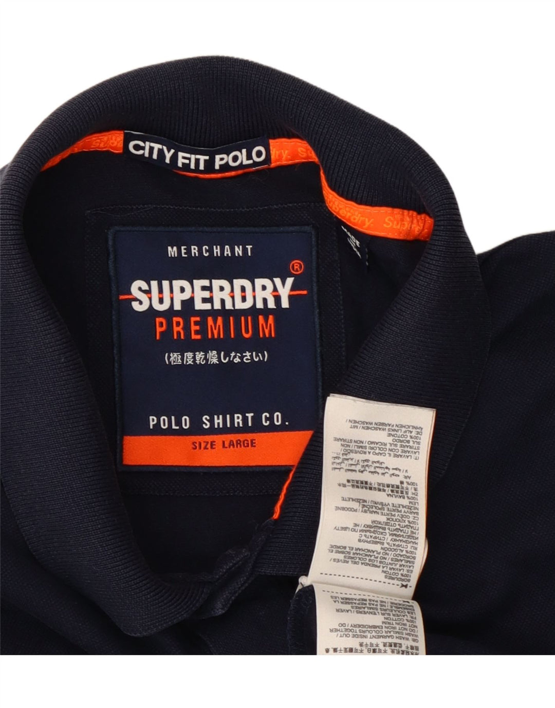 Camisa polo masculina SUPERDRY grande algodão azul marinho