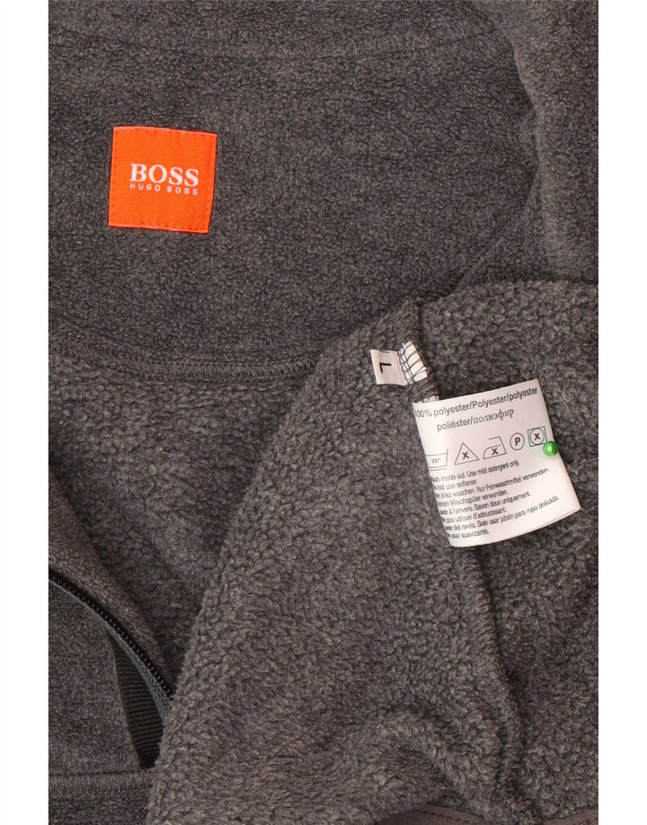 Hugo Boss Suéter masculino de lã com zíper e gola grande poliéster cinza