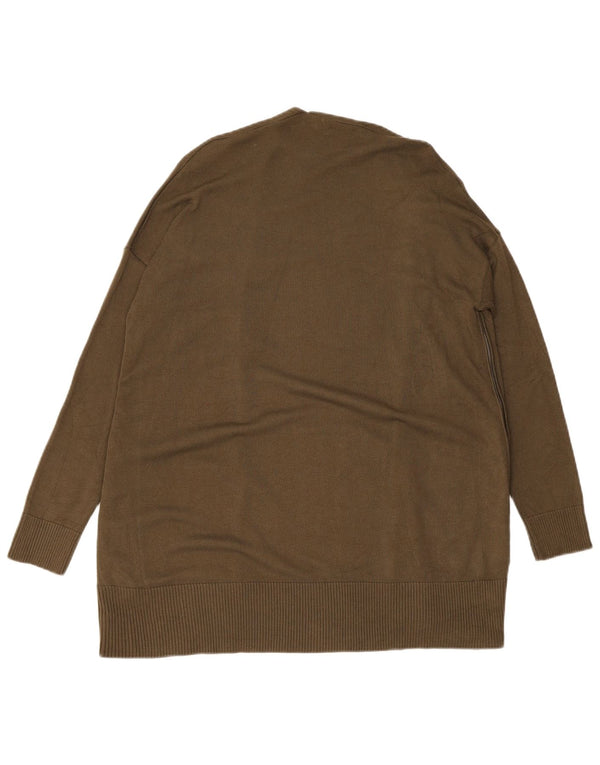 Suéter cardigã aberto com palangre feminino Zara Reino Unido 14 grande viscose verde