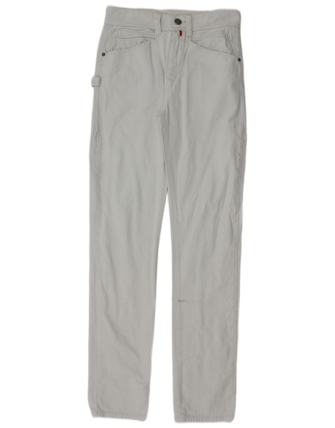 Guru feminino slim Straight Jeans W28 L34 azul espinha de peixe algodão