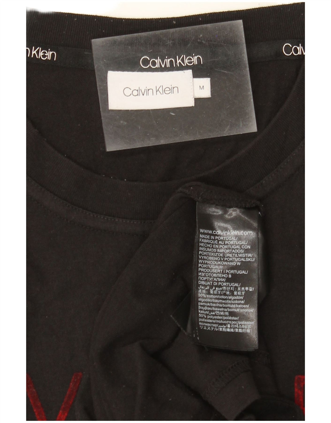 CALVIN KLEIN Camiseta masculina gráfica Top médio algodão preto