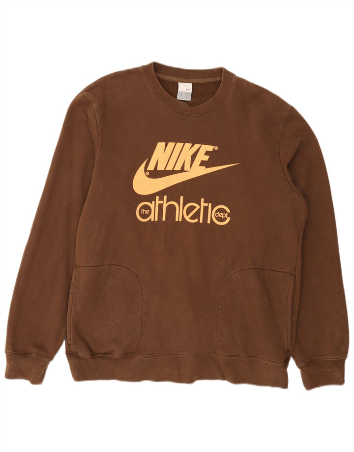 Nike Mens Graphic Moletom Jumper UK 39/41 Médio Marrom Algodão