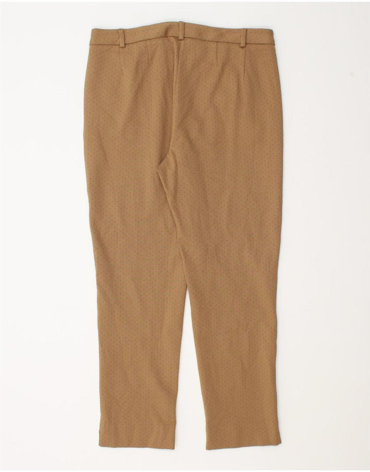 Calças cortadas femininas Marks & Spencer UK 12 médio W32 L25 bege manchado